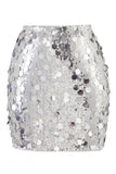 Women's Glamorous Large Sequin Mini High Waisted Sparkly Night Out Skirt