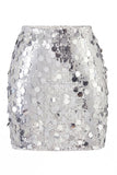 Women's Glamorous Large Sequin Mini High Waisted Sparkly Night Out Skirt