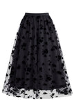 Women's 3D Floral Mesh Tulle Midi Skirt – High Waisted A-Line Fairy Long Skirt