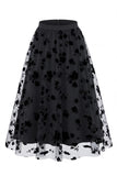 Women's 3D Floral Mesh Tulle Midi Skirt – High Waisted A-Line Fairy Long Skirt