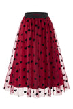Women's 3D Floral Mesh Tulle Midi Skirt – High Waisted A-Line Fairy Long Skirt