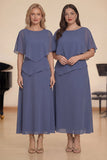 Sheath Stormy Chiffon Boat Neck Long Choir Dress