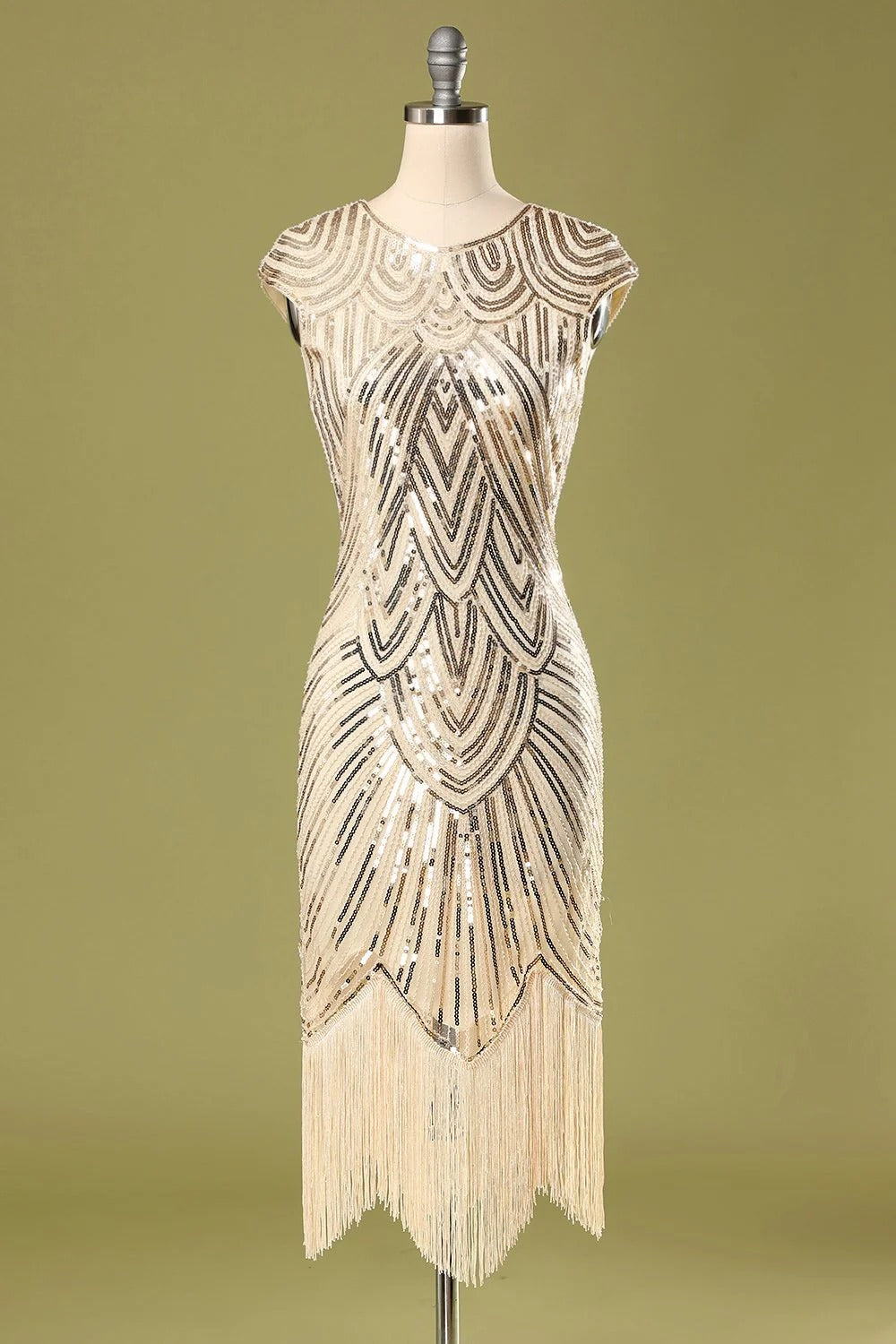 Gatsby Gold Glitter Fringe Roaring 1920s Dress