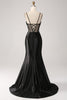Load image into Gallery viewer, Mermaid Sweetheart Black Satin Long Formal Dress With Beading