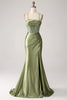 Load image into Gallery viewer, Army Green Mermaid Cowl Neckline Sequin Long Formal Dress With Slit