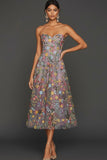 Floral Mauve Sweetheart A Line Embroidered Formal Dress