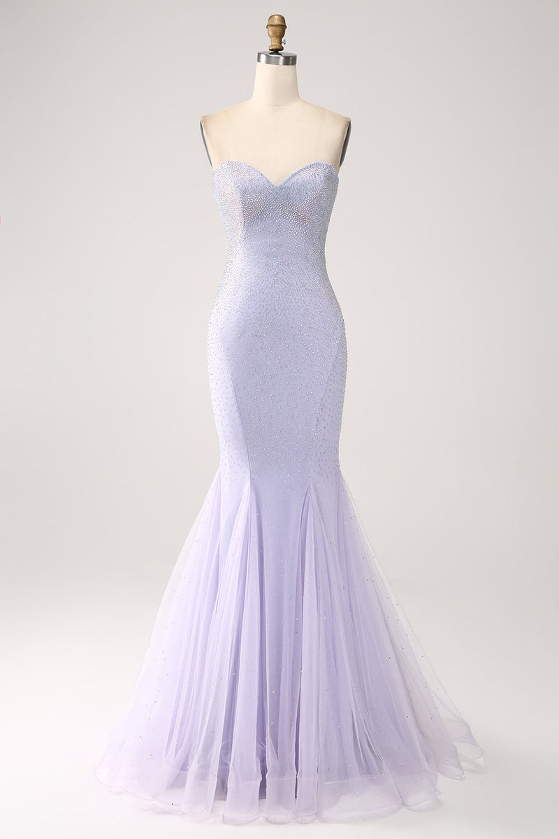 Load image into Gallery viewer, Lilac Mermaid Sweetheart Beaded Long Formal Dress