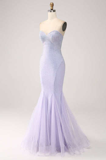 Lilac Mermaid Sweetheart Beaded Long Formal Dress