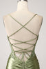 Load image into Gallery viewer, Mermaid Sage Spaghetti Straps Lace-Up Back Formal Dress With Slit