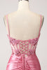 Load image into Gallery viewer, Pink Mermaid Spaghetti Straps Sequin Corset Formal Dress with Slit