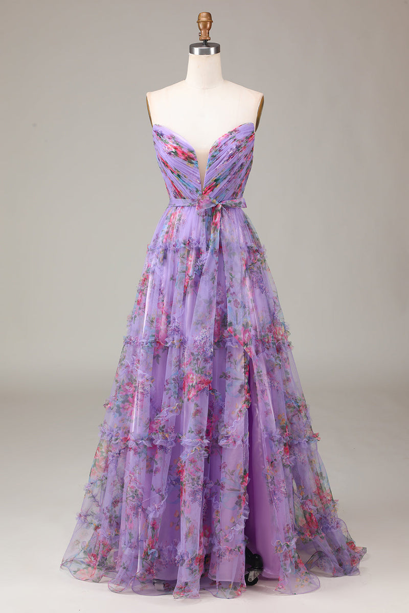Load image into Gallery viewer, Purple Sweetheart A-Line Formal Dress