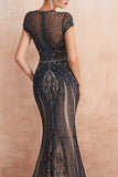 Mermaid Beaded Black Prom Dress