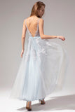 Grey Appliques Prom Dress