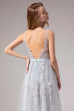 Grey Appliques Prom Dress