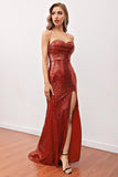 Red Sequin Mermaid Long Formal Dress