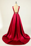 Blush Satin Long Prom Dress