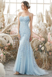 Light Purple Mermaid Long Formal Dress with Appliques
