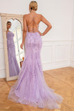 Light Purple Mermaid Long Formal Dress with Appliques