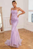 Light Purple Mermaid Long Formal Dress with Appliques