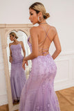 Light Purple Mermaid Long Formal Dress with Appliques