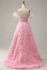 Load image into Gallery viewer, A Line Off the Shoulder Pink Corset Formal Dress with Ruffled Feathers