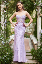 Sweetheart Neck Mermaid Long Purple Formal Dress With Appliques