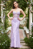 Purple Sweetheart Neck Mermaid Formal Dress With Appliques