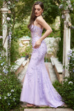 Sweetheart Neck Mermaid Long Purple Formal Dress With Appliques