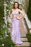 Sweetheart Neck Mermaid Long Purple Formal Dress With Appliques