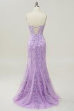 Purple Sweetheart Neck Mermaid Formal Dress With Appliques