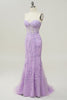 Load image into Gallery viewer, Sweetheart Neck Mermaid Long Purple Formal Dress With Appliques