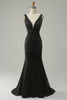Load image into Gallery viewer, Mermaid Deep V Neck Black Lace Long Formal Dress with Beading