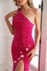 Load image into Gallery viewer, Fuchsia Stars Sequins Formal Dress