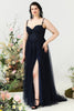 Load image into Gallery viewer, A Line Spaghetti Straps Navy Plus Size Formal Dress with Appliques
