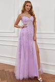 Purple Off the Shoulder Long Formal Dress with Appliques