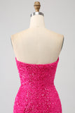 Bling Mermaid Sweetheart Hot Pink Sequins Long Formal Dress