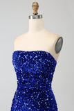 Red Strapless Sequins Long Mermaid Formal Dress With Slit