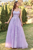 Purple Tulle Formal Dress with Appliques