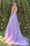 Purple Tulle Formal Dress with Appliques