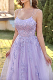 Purple Tulle Formal Dress with Appliques