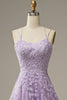 Load image into Gallery viewer, Appliques Purple Tulle Formal Dress