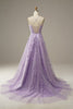 Load image into Gallery viewer, Appliques Purple Tulle Formal Dress