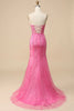 Load image into Gallery viewer, Pink Corset Sweetheart Long Lace Mermaid Formal Dress with Slit