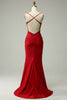 Load image into Gallery viewer, Mermaid Halter Dark Red Formal Dress with Appliques