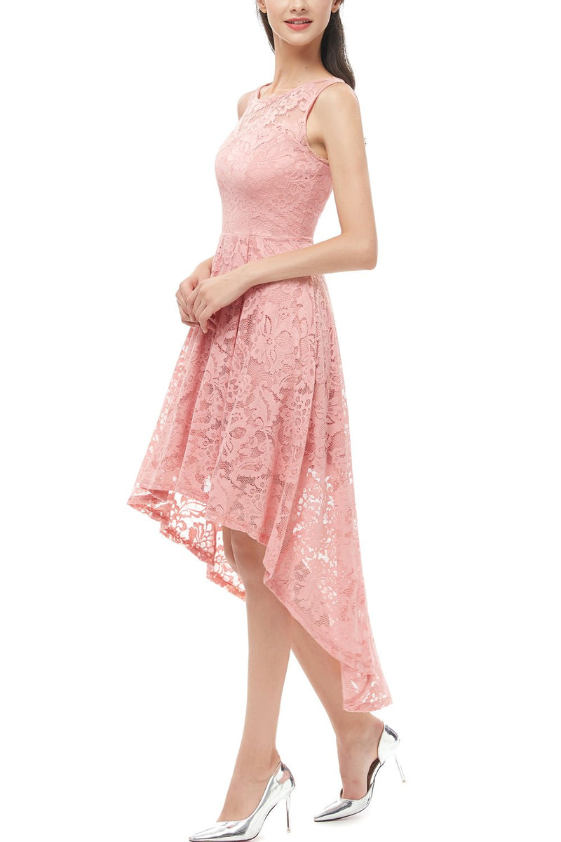 Load image into Gallery viewer, Pink High-low Lace Dress