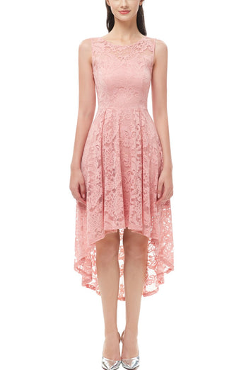 Pink High-low Lace Dress