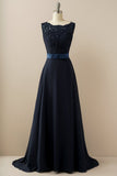 Applique Long Prom Dress