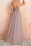 V-neck Slit Tulle Dress