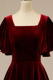 Burgundy Velvet Party Dress