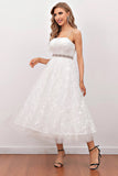 White Lace Midi Formal Dress